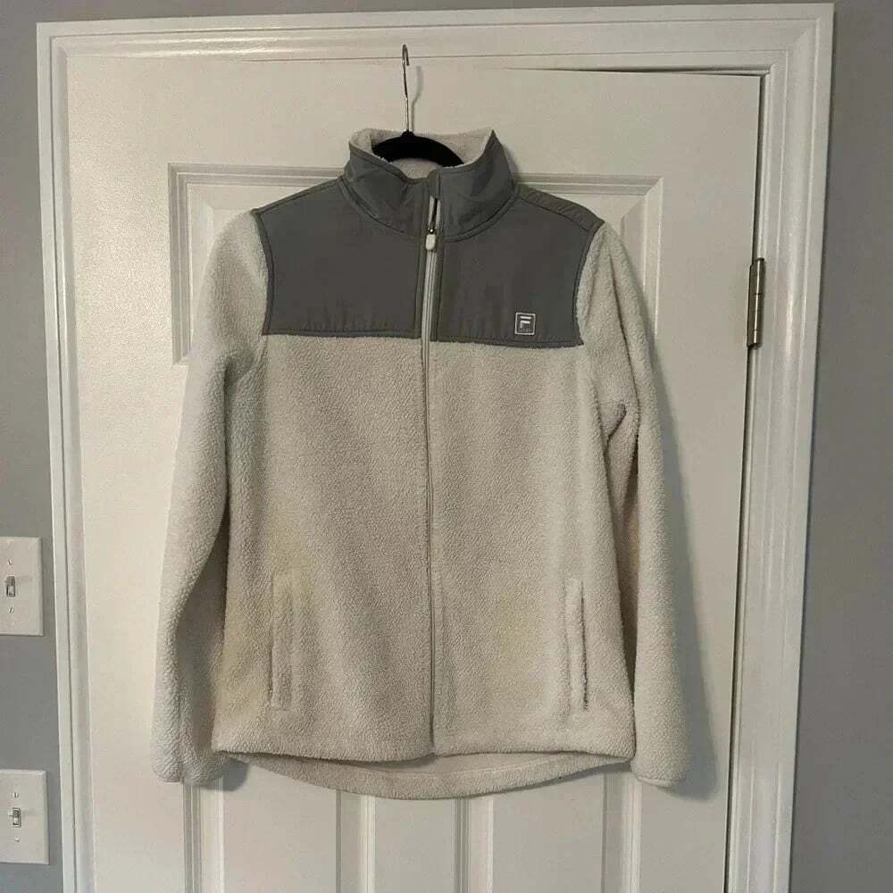 FILA Sport | White and Grey Full Zip Jacket | Size M